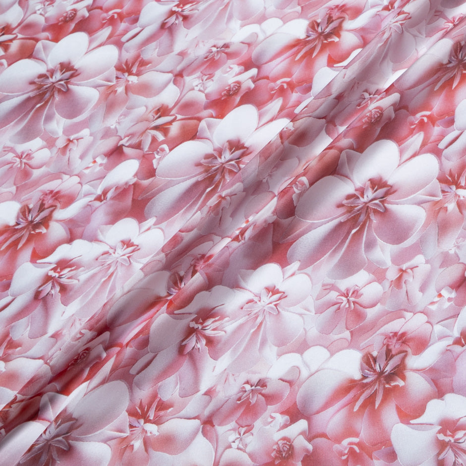 Red Floral Printed Silk Chiffon