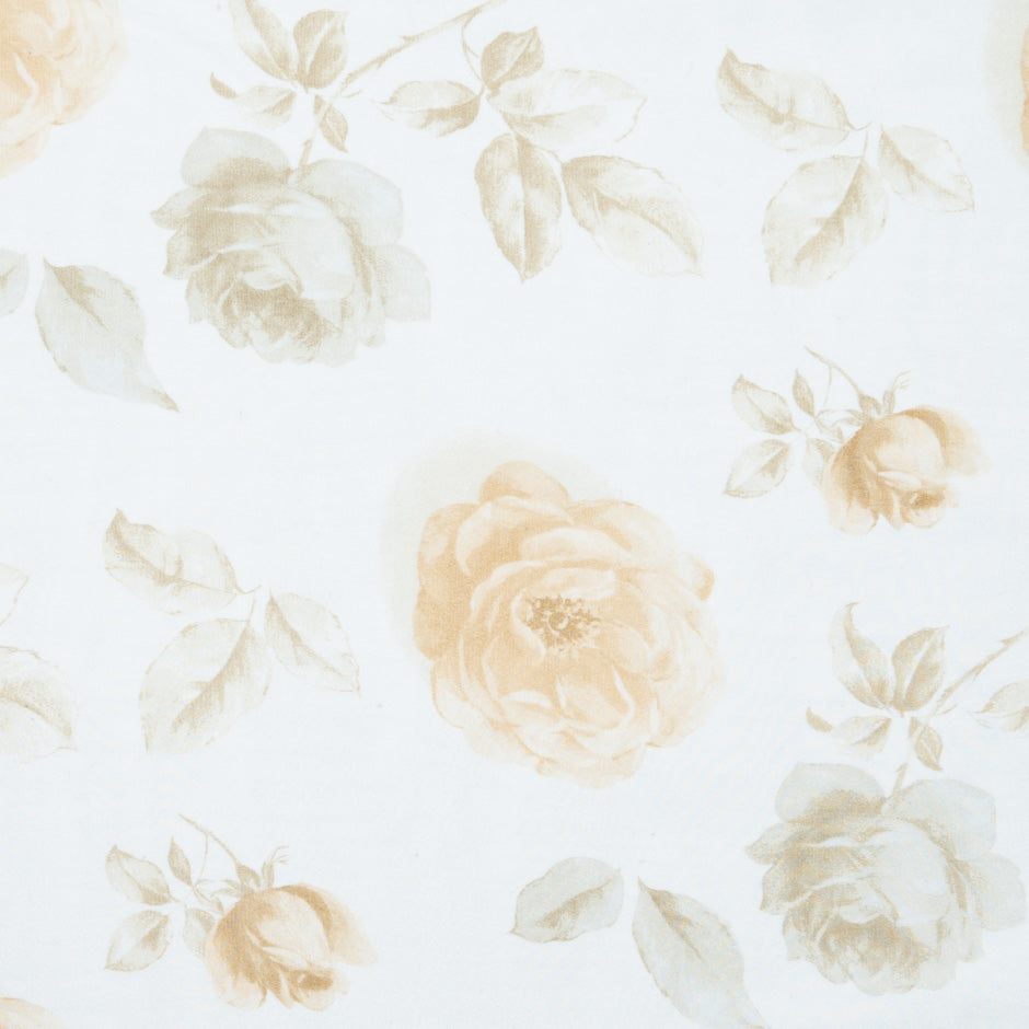 Pastel Yellow Floral Printed Silk Chiffon