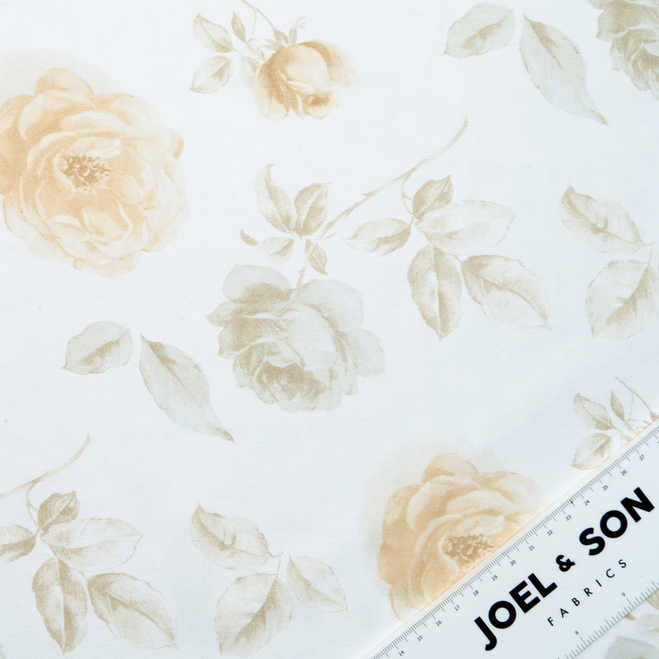 Pastel Yellow Floral Printed Silk Chiffon