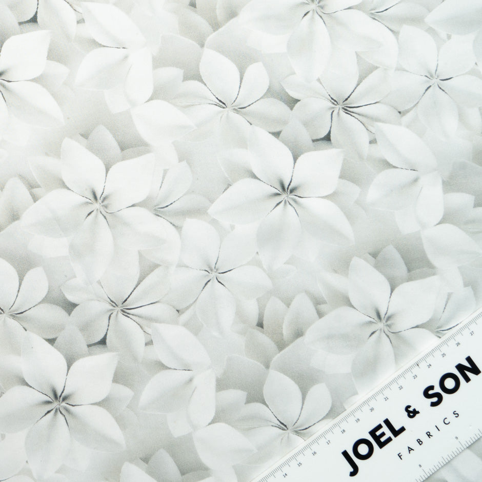 Pale Grey Floral Printed Silk Chiffon