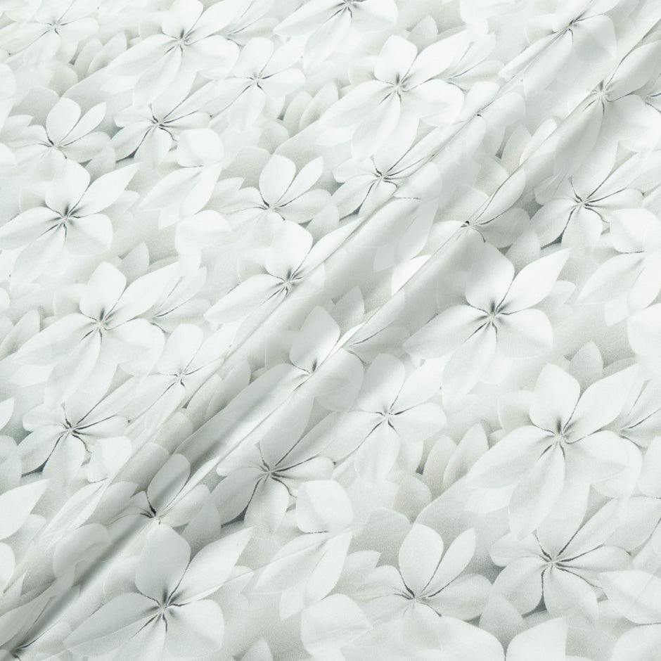 Pale Grey Floral Printed Silk Chiffon