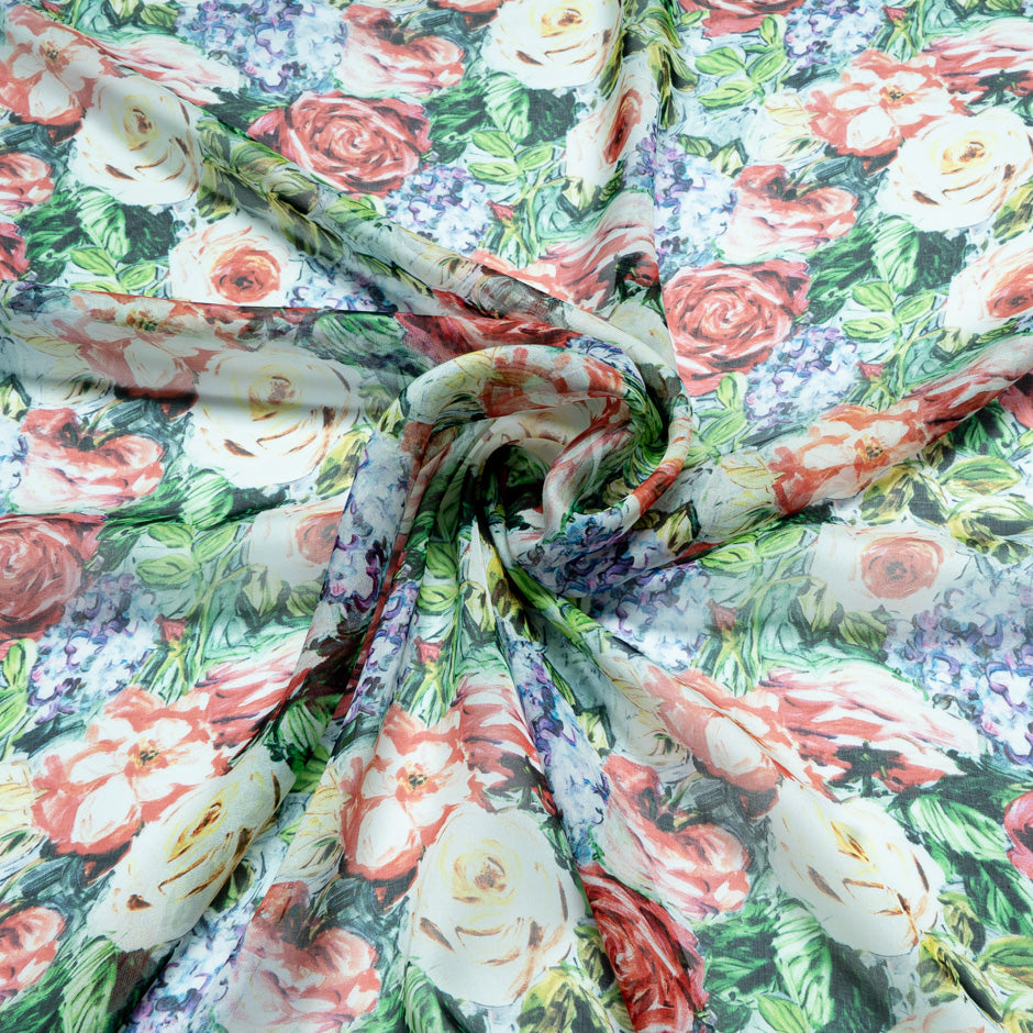 Multi Floral Printed Pure Silk Chiffon