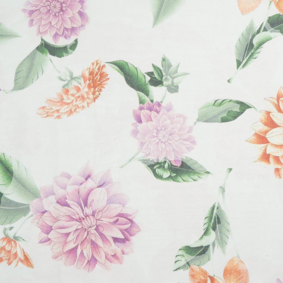 Multi Floral Printed Ivory Pure Silk Chiffon