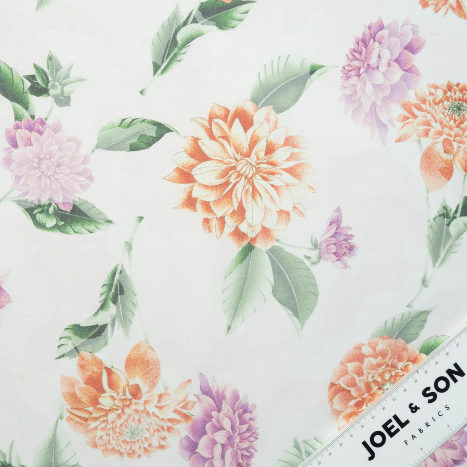 Multi Floral Printed Ivory Pure Silk Chiffon