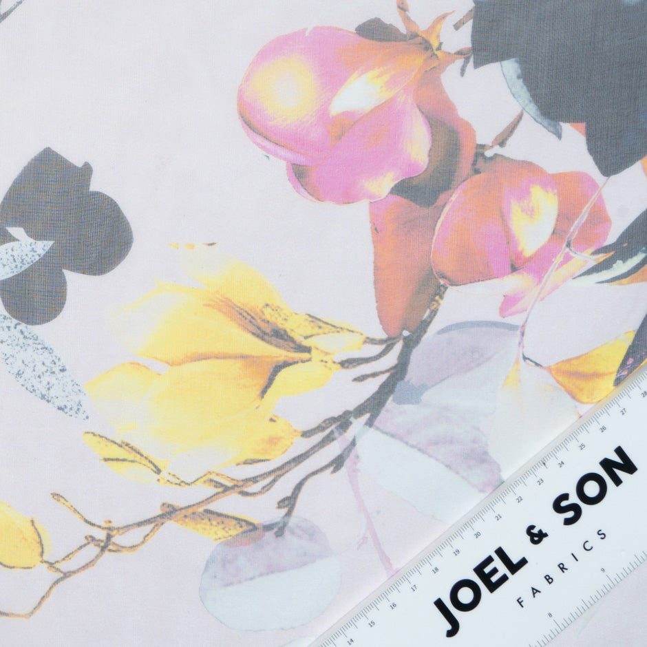 Large Multi Floral Printed Silk Chiffon