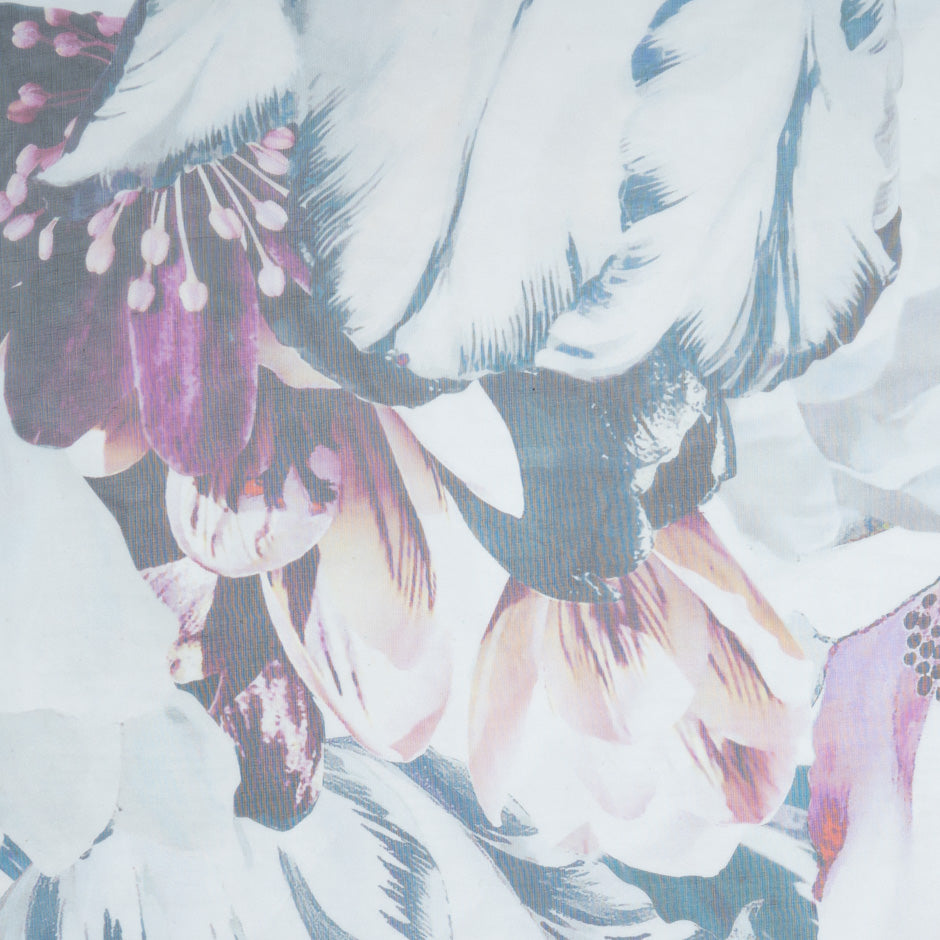 Large Floral Printed Silk Chiffon