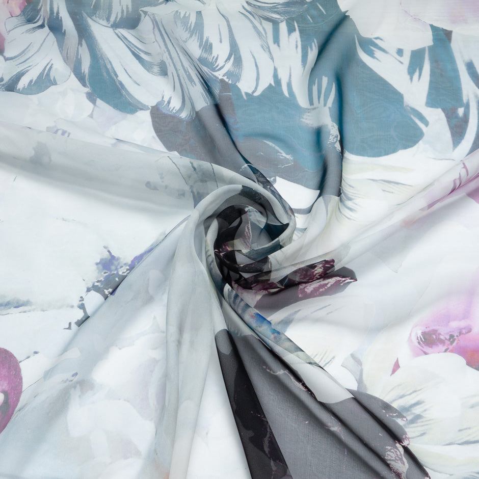 Large Floral Printed Silk Chiffon
