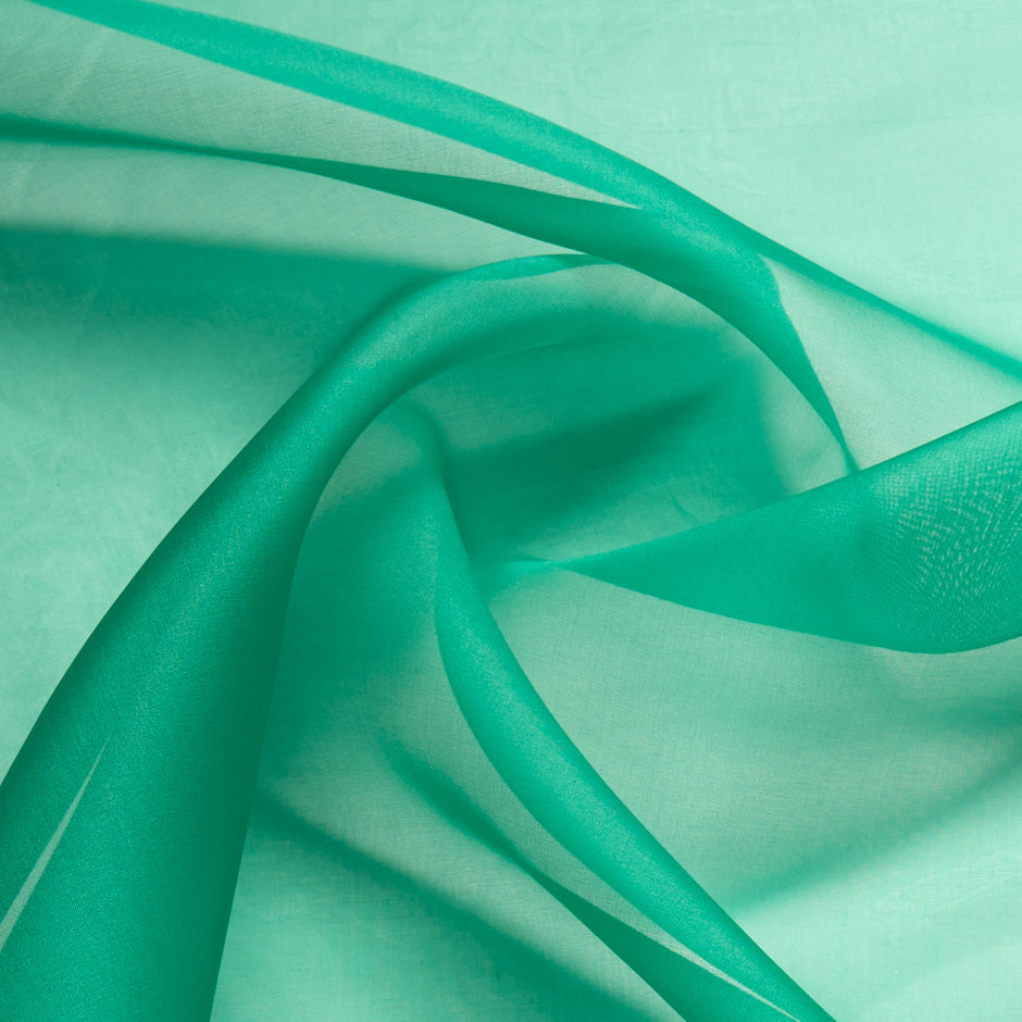 Deep Spearmint Green Silk Organza