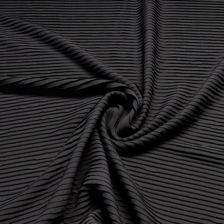 Black Pleated Pure Silk