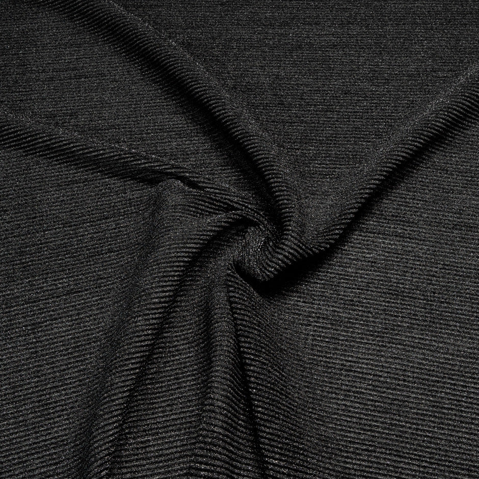 Black Metallic Knitted Plissé Jersey