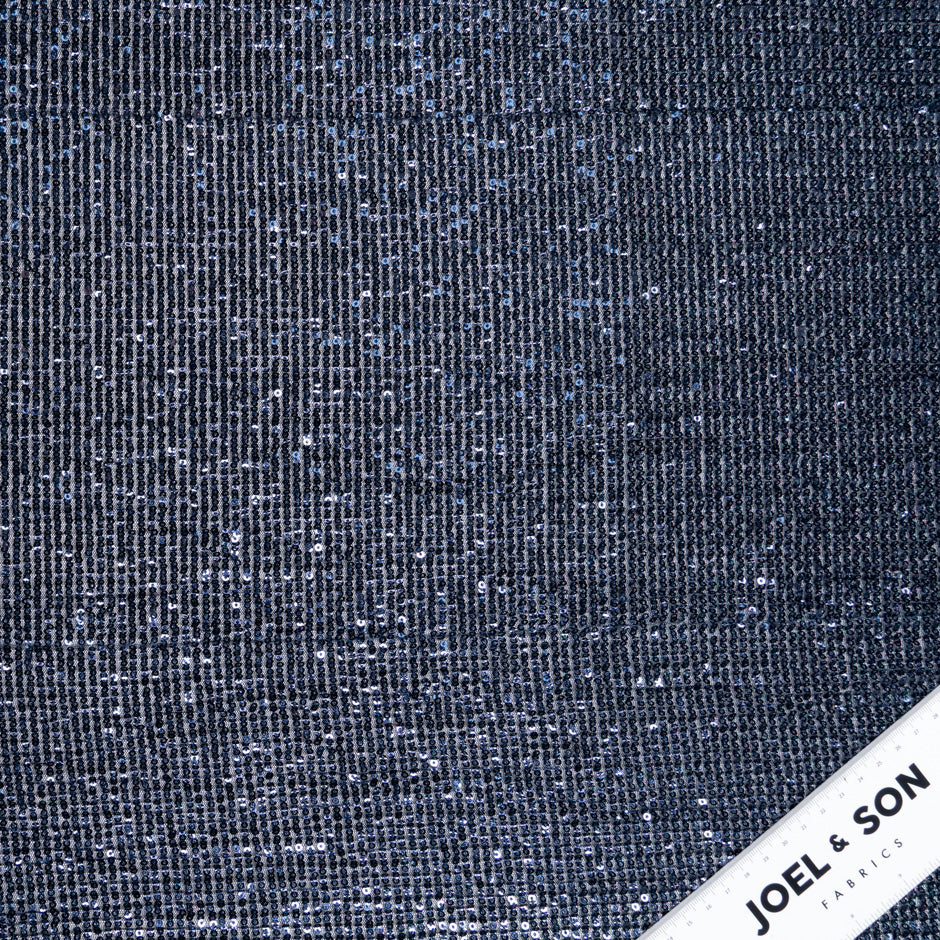 Midnight Blue Sequinned Plissé Tulle