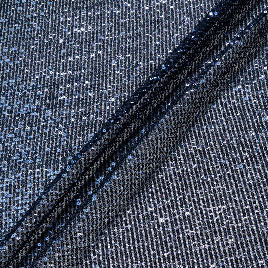 Midnight Blue Sequinned Plissé Tulle