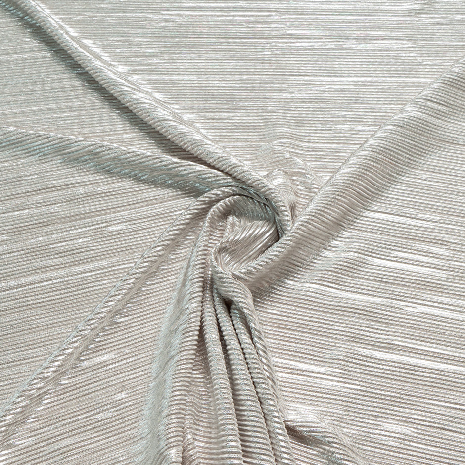 Pale Taupe Metallic Pleated Knit Poly