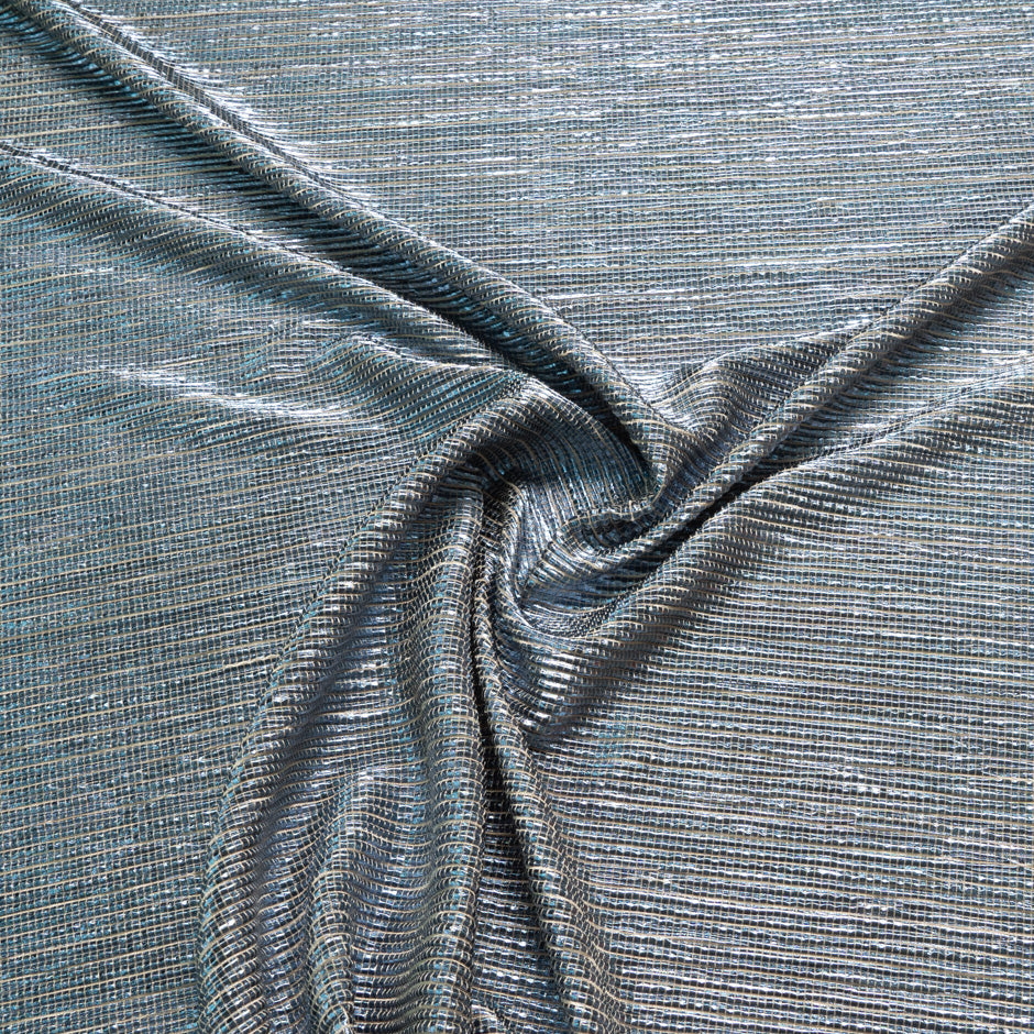 Metallic Blue Plissé Jersey