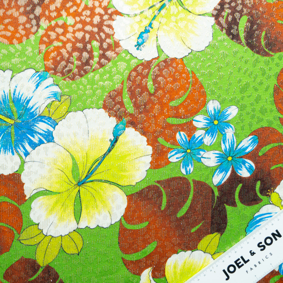 Tropical Floral Silk Metallic Jacquard