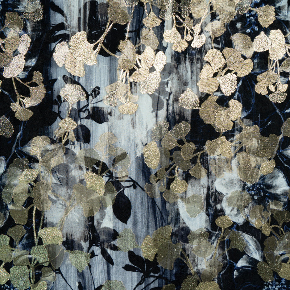 Gold Ginko Metallic Floral Silk Jacquard