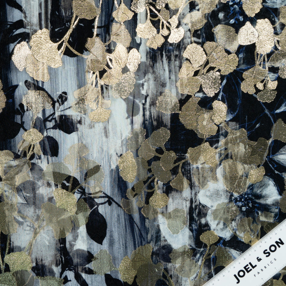 Gold Ginko Metallic Floral Silk Jacquard