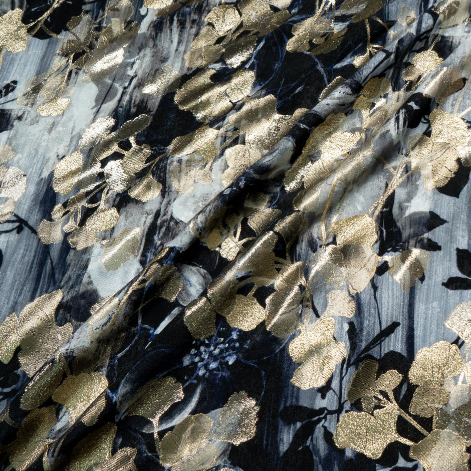 Gold Ginko Metallic Floral Silk Jacquard