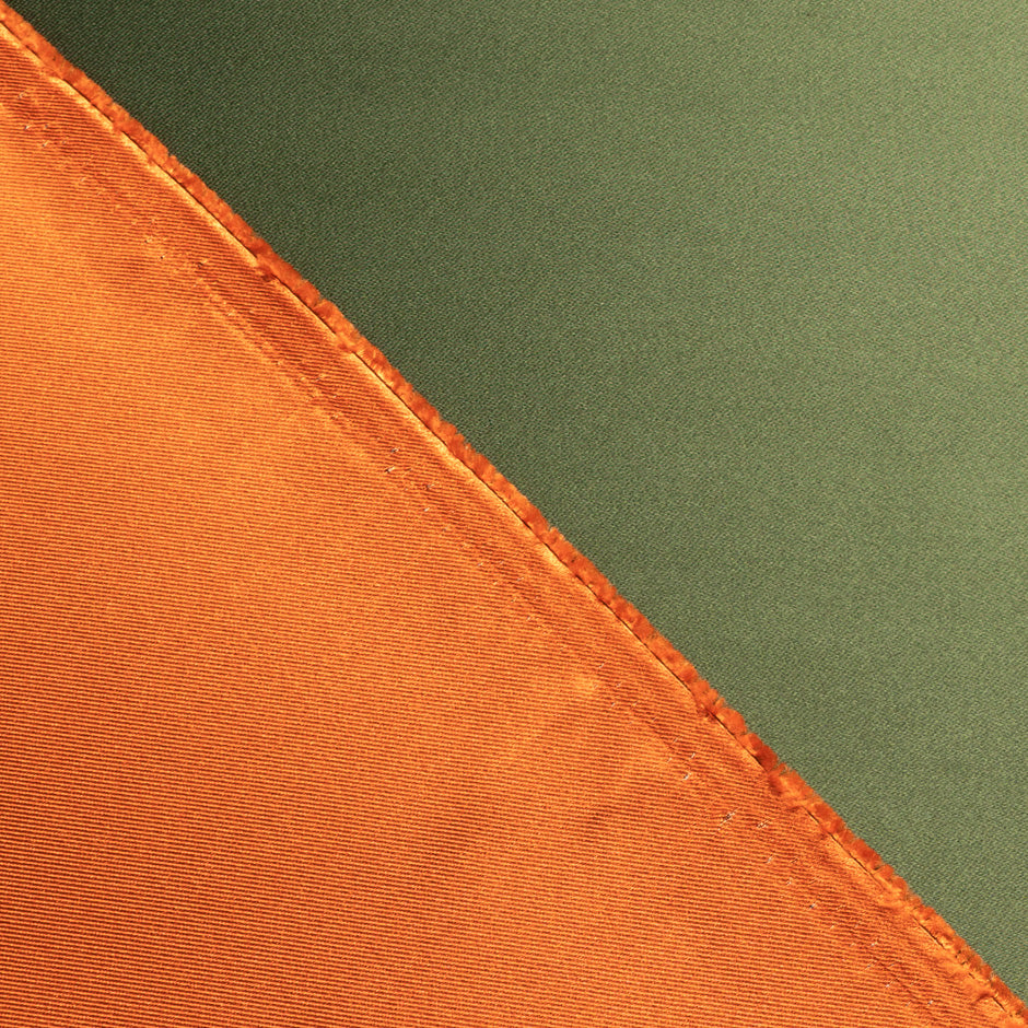 Bright Orange & Olive Double Faced Silk Mikado