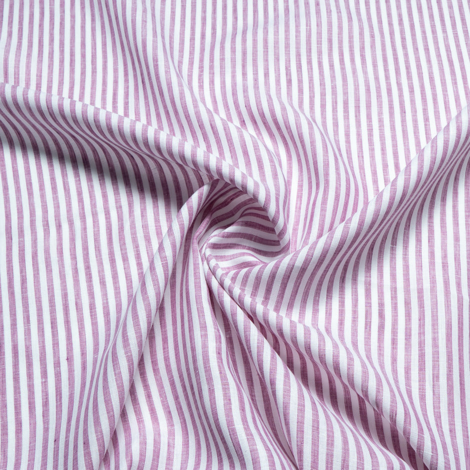 Magenta & White Candy Striped Handkerchief Linen