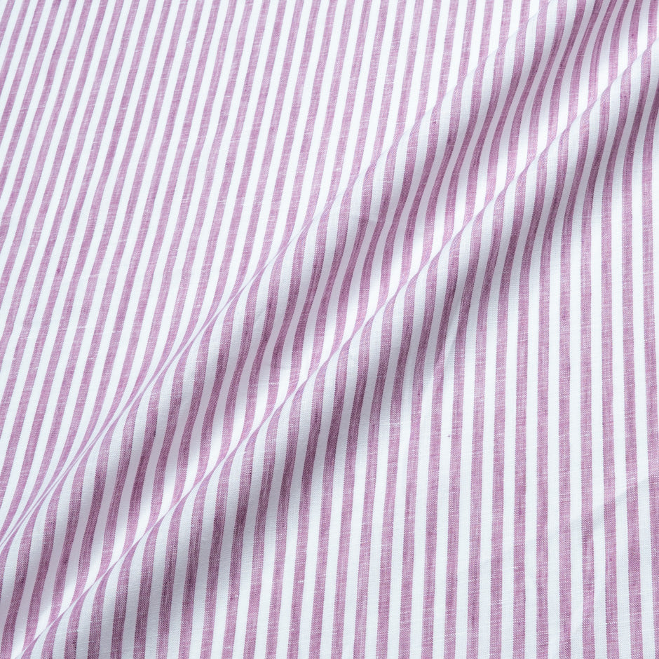 Magenta & White Candy Striped Handkerchief Linen
