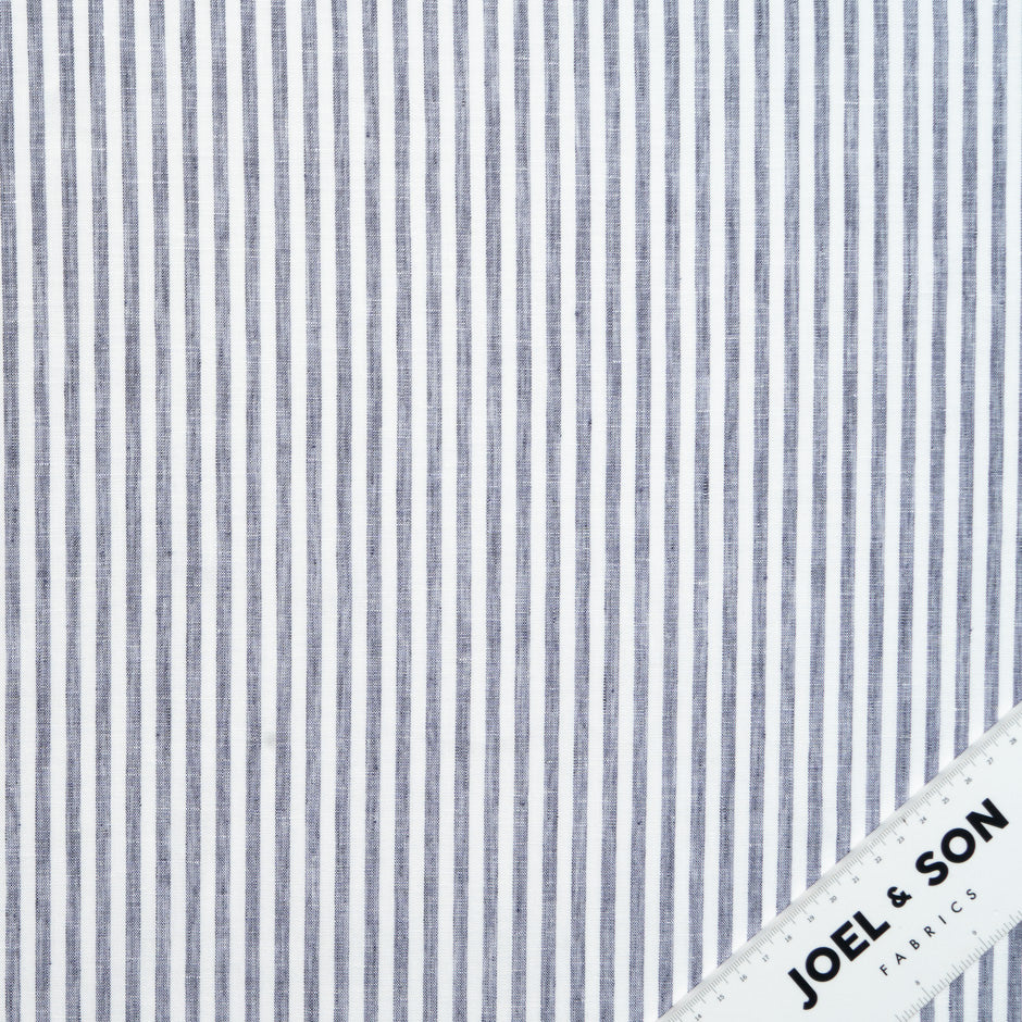 Ink Blue & White Candy Striped Handkerchief Linen