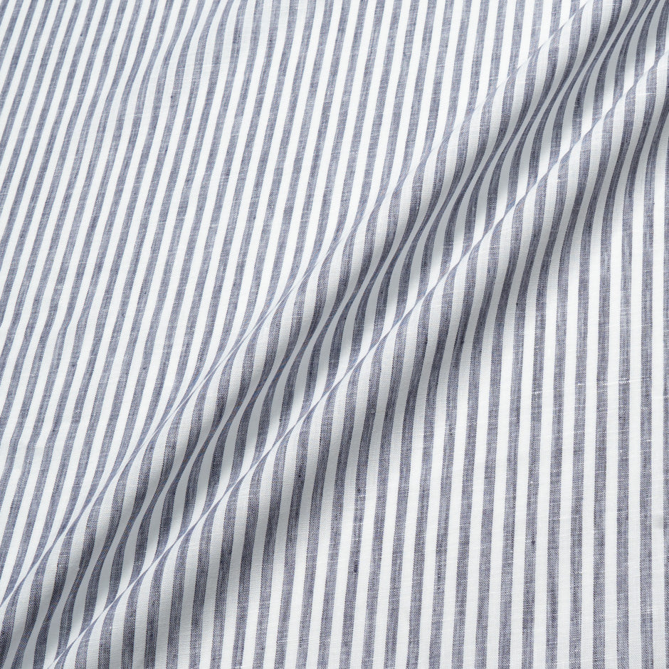 Ink Blue & White Candy Striped Handkerchief Linen