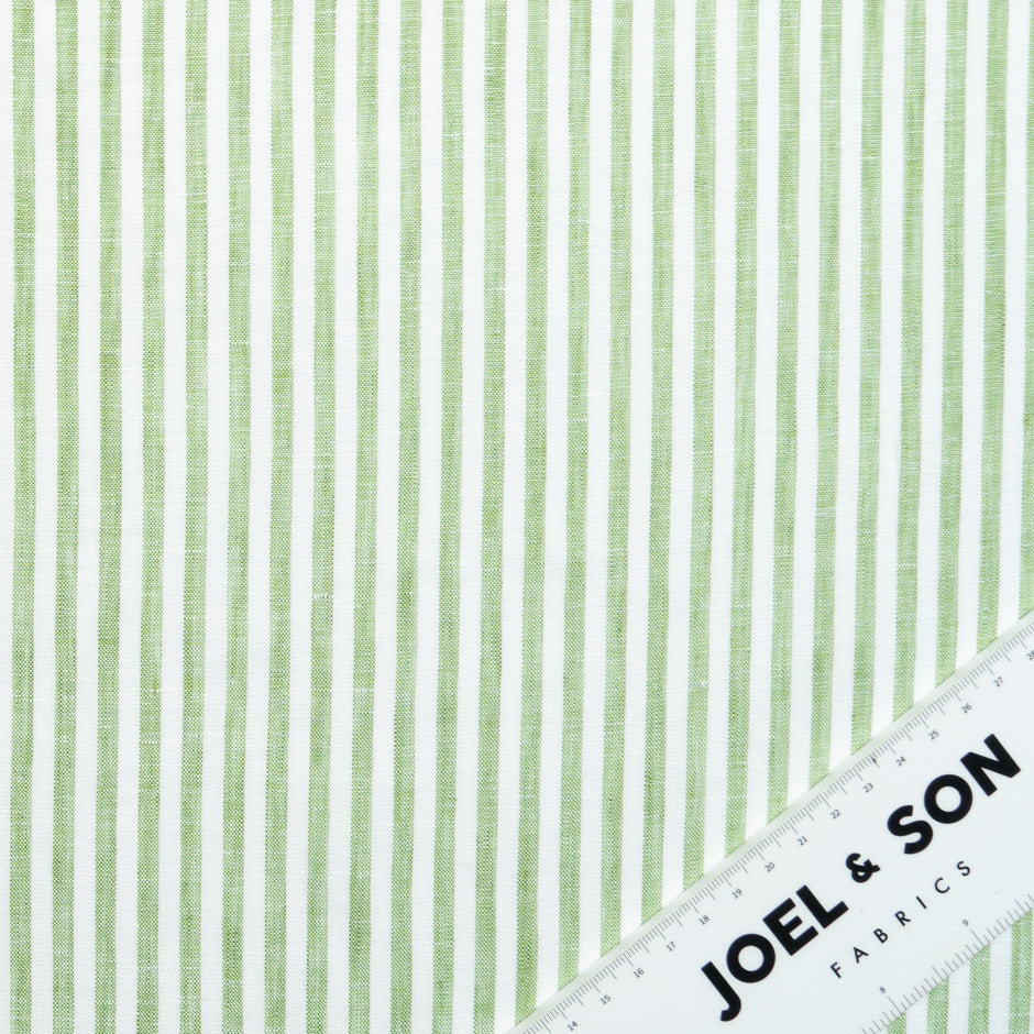 Green & White Candy Striped Handkerchief Linen