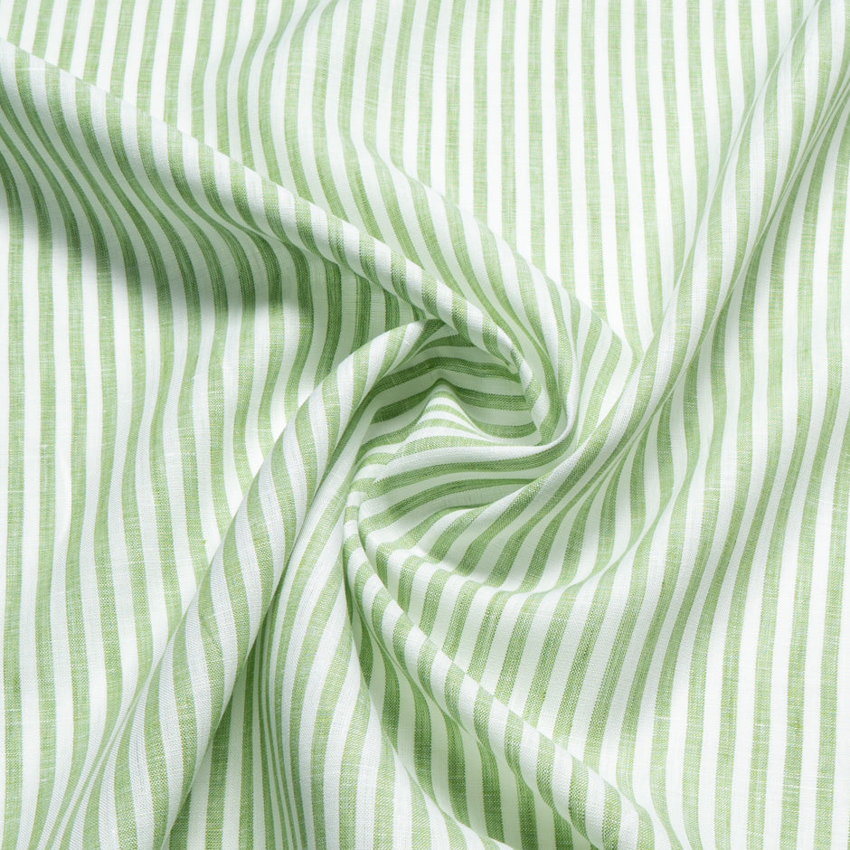 Green & White Candy Striped Handkerchief Linen