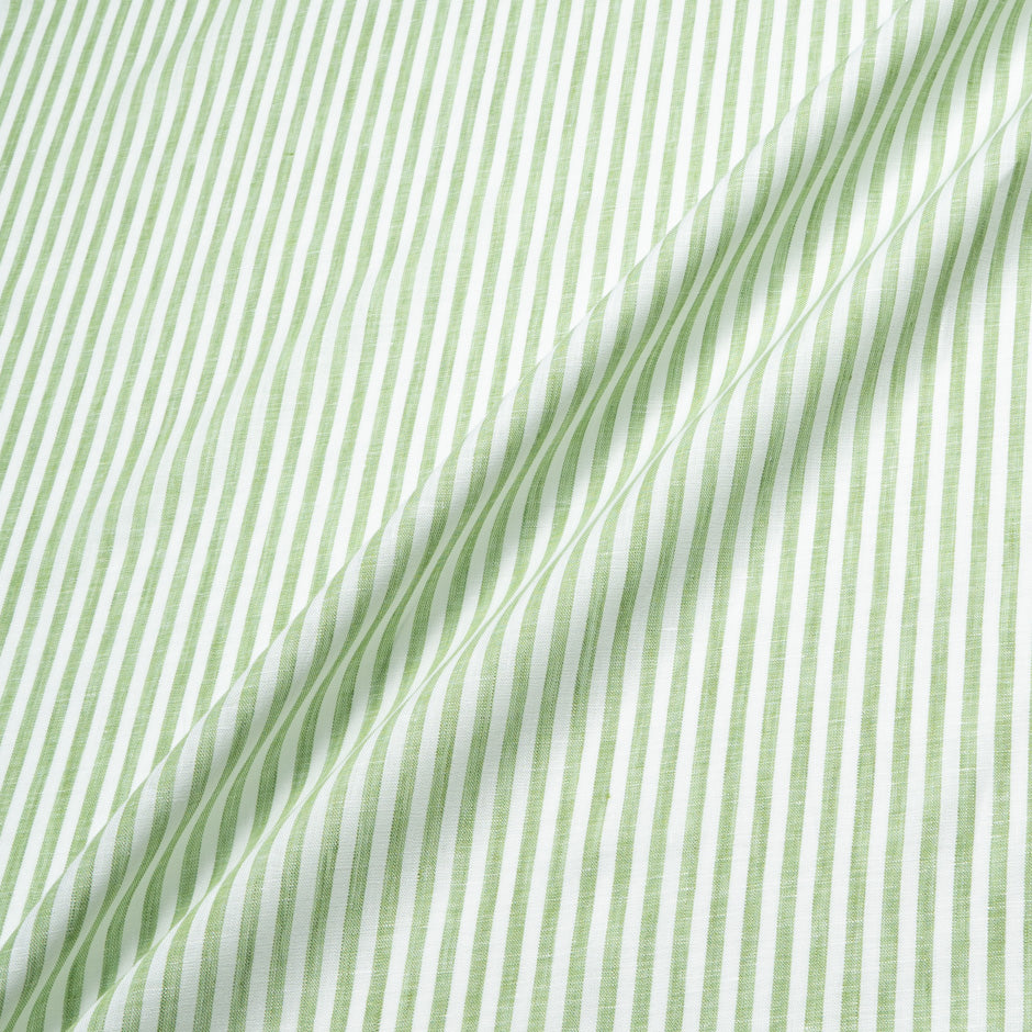 Green & White Candy Striped Handkerchief Linen