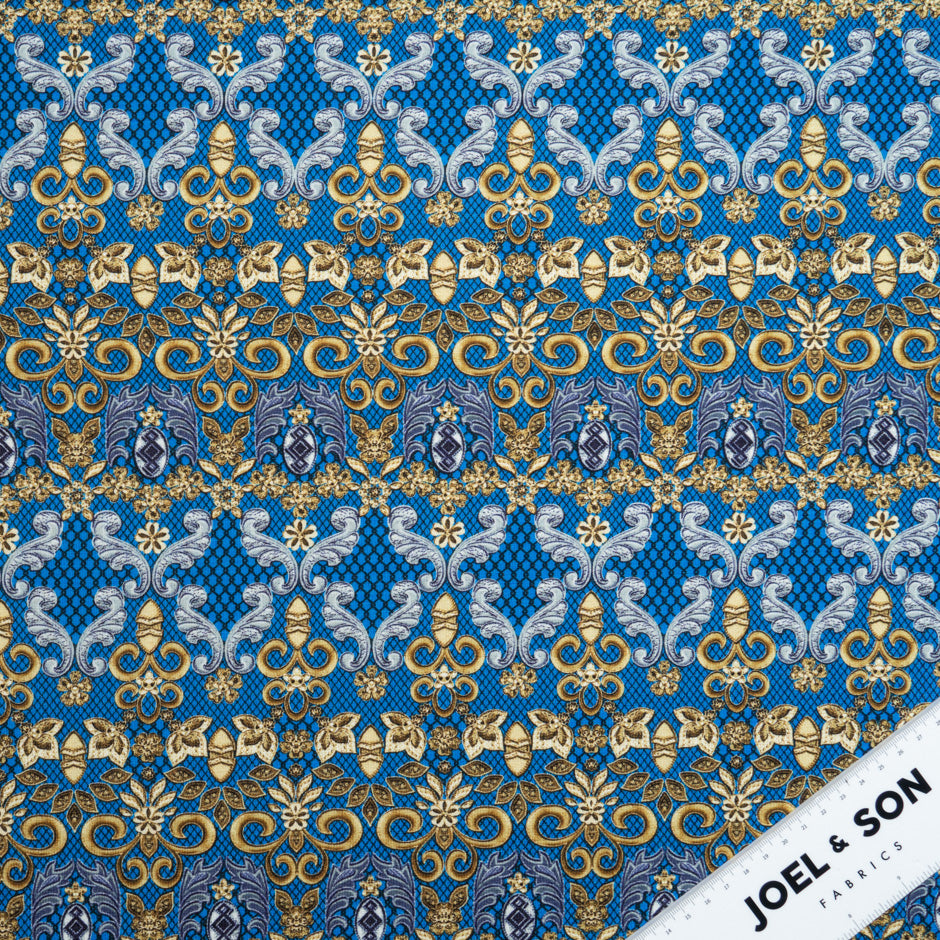 Blue Patterned Viscose Jersey