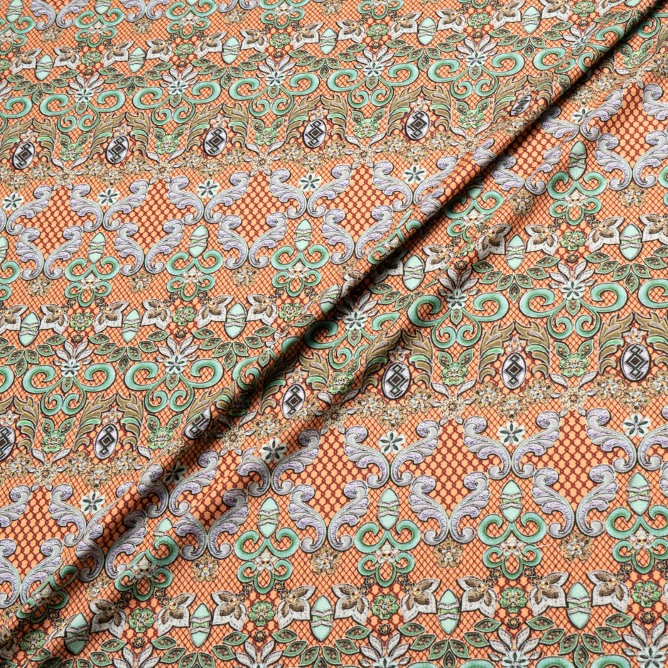 Orange Patterned Viscose Jersey