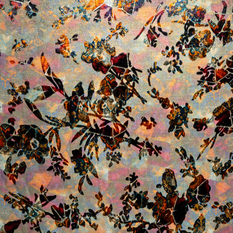 Multi Floral Printed Devoré Velvet Lamé (A 1.95m Piece)