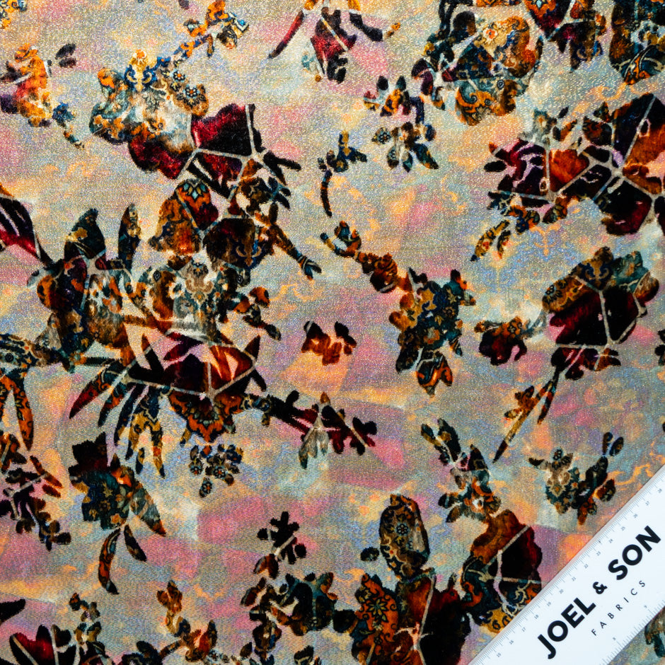 Multi Floral Printed Devoré Velvet Lamé (A 1.95m Piece)