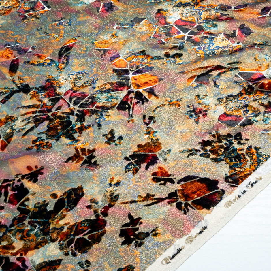Multi Floral Printed Devoré Velvet Lamé (A 1.95m Piece)
