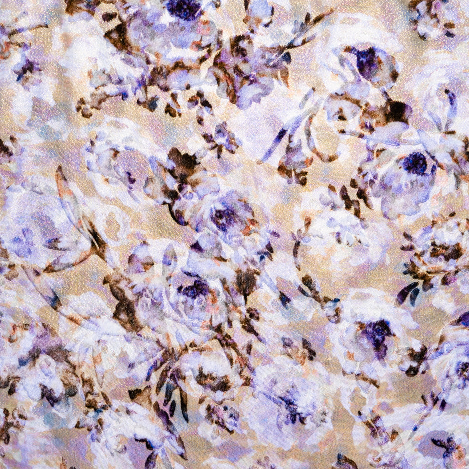 Lavender Floral Bronze Metallic Devoré Velvet