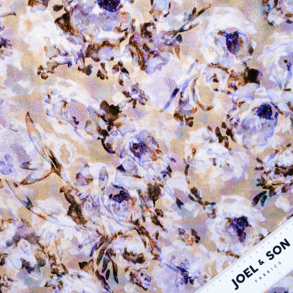 Lavender Floral Bronze Metallic Devoré Velvet