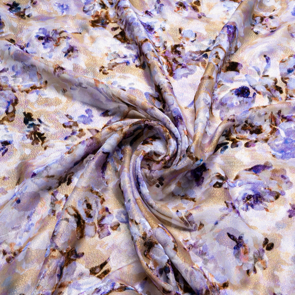Lavender Floral Bronze Metallic Devoré Velvet