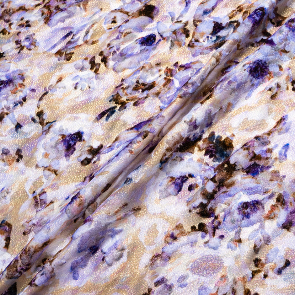 Lavender Floral Bronze Metallic Devoré Velvet