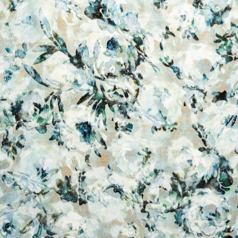 Green Floral Gold Metallic Devoré Velvet