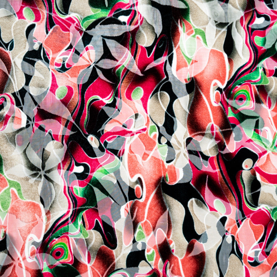 Multi-Coloured Geometric Devoré Velvet
