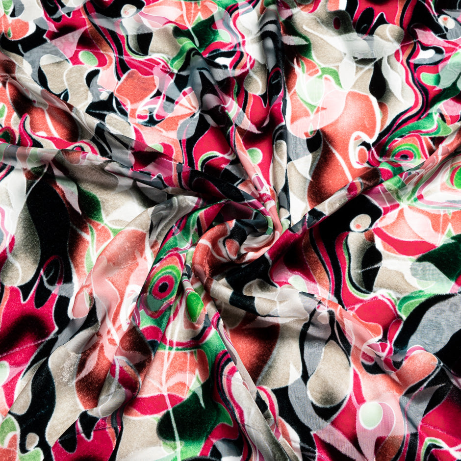 Multi-Coloured Geometric Devoré Velvet