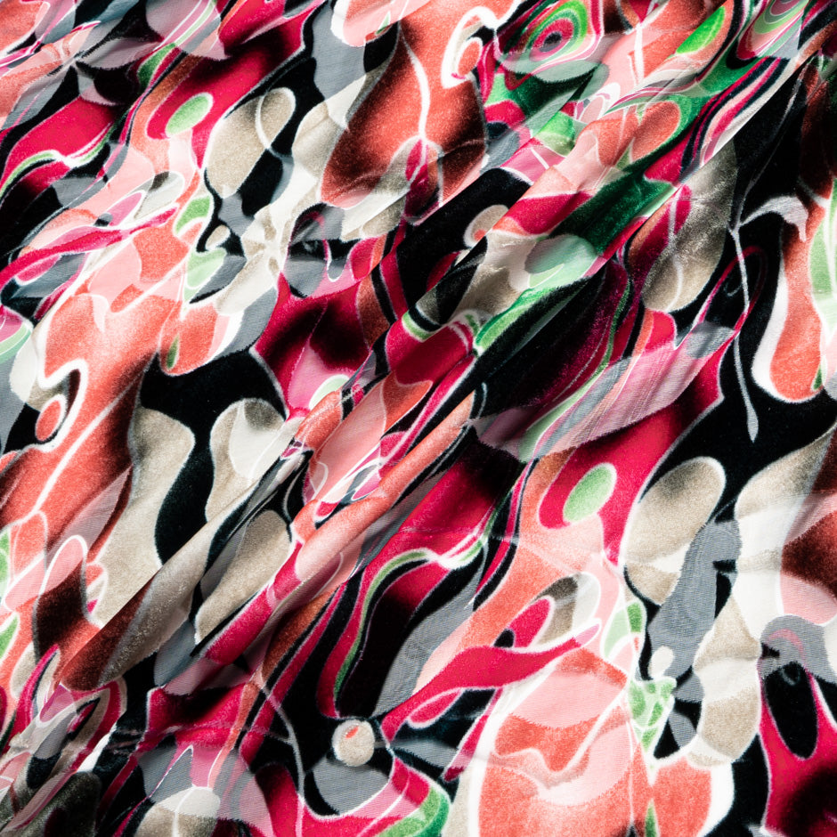 Multi-Coloured Geometric Devoré Velvet
