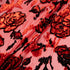 Black Outlined Red Floral Devoré Velvet