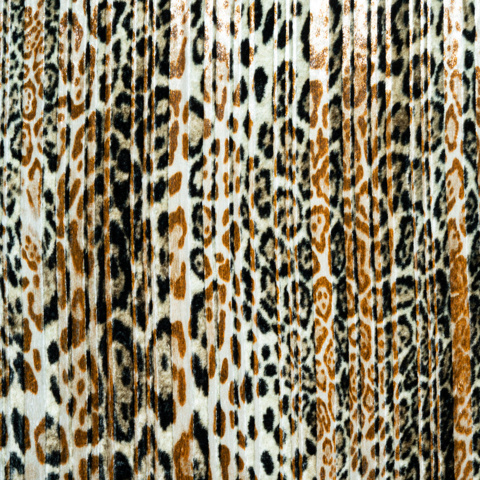 Brown Animal Printed Metallic Devoré Velvet