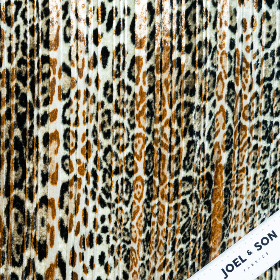 Brown Animal Printed Metallic Devoré Velvet