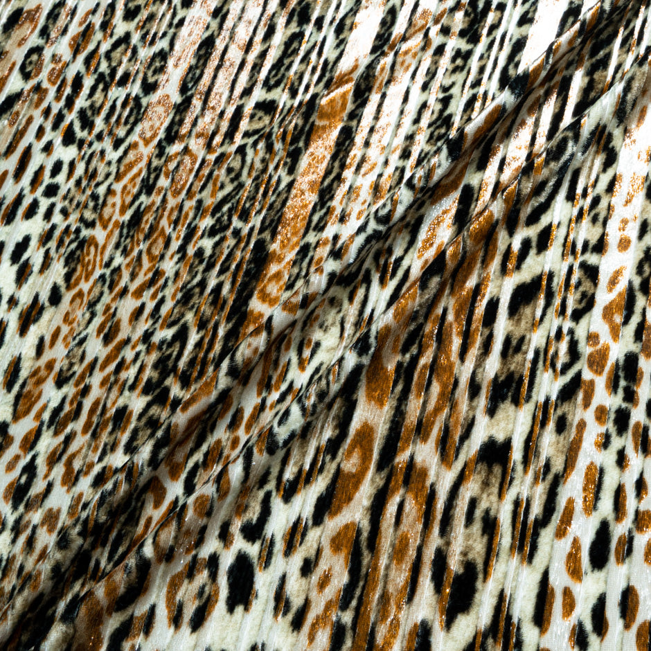 Brown Animal Printed Metallic Devoré Velvet