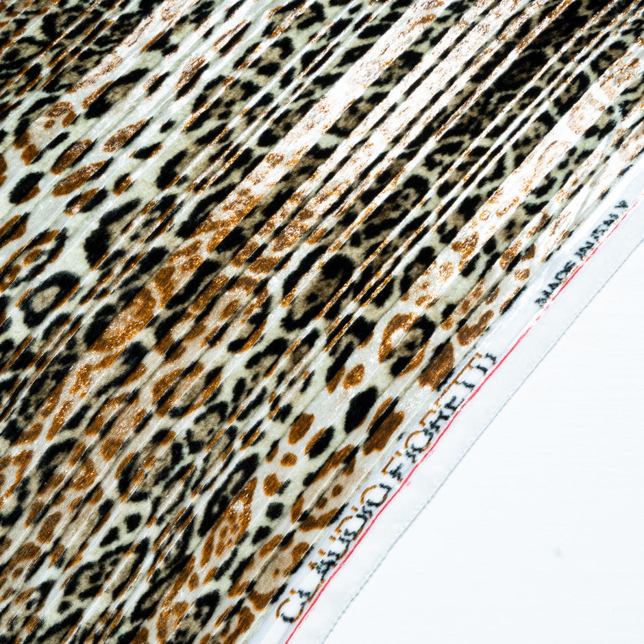 Brown Animal Printed Metallic Devoré Velvet