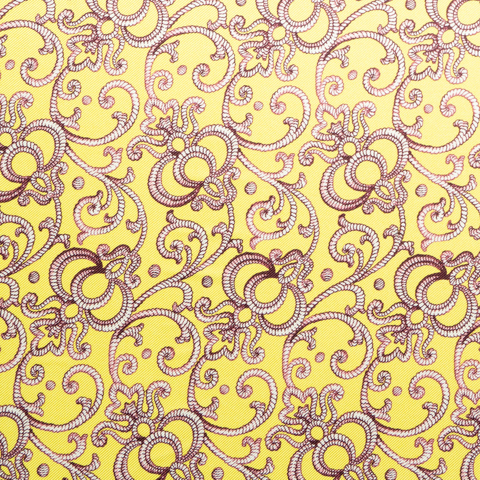 Magenta Patterned Yellow Double Silk Twill