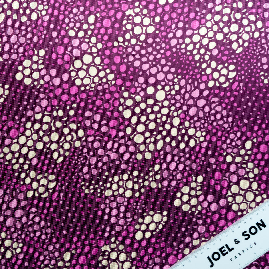 Pink & Cream Spot Printed Double Silk Twill